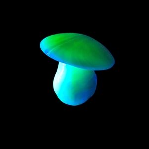 Vintage Green Slag Glass Mushroom, Uranium Glass Mushroom 2.5" Tall Fairycore